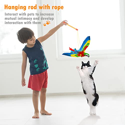 Flying Bird Cat Toy, 2023 New Simulation Bird Interactive Cat Toy For Indoor Cats, Automatic Hanging Eagle Flying Bird Funny Cat Interactive Toy Supplies For Cats Kitten Play Chase Exercis（Parrot） #TOP1