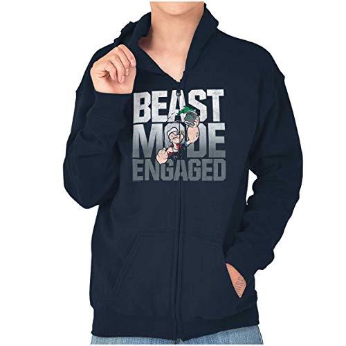 Beast Mode Engaged Popeye Sailor Youth Zip Hoodie Boys Girls Navy