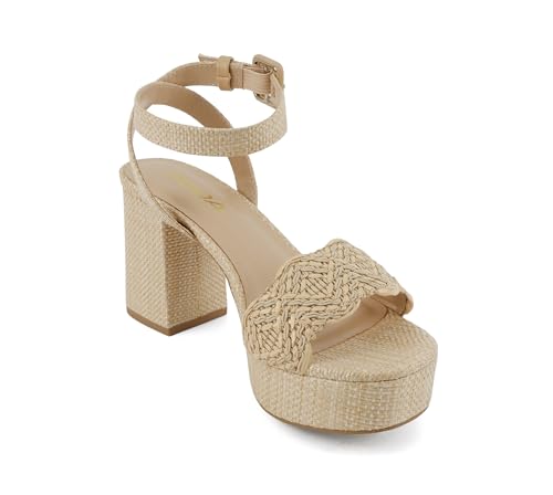 Soda “Snooze” ~ Women Round Toe Platform High Heeled Raffia Sandals4