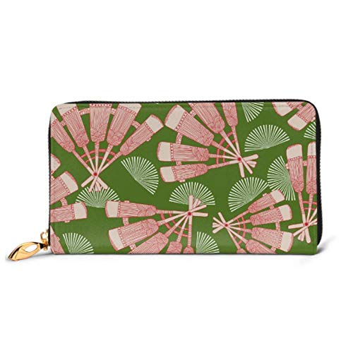 Preisvergleich Produktbild JHGFG Mode Handtasche Reißverschluss Brieftasche Stilisierte japanische Fans Orientalische Telefonkupplung Geldbörse Abendkupplung Blockieren Leder Brieftasche Multi Card Organizer