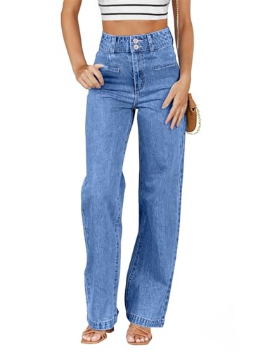 Sidefeel Women's Wide Leg Jeans High Waisted Stretchy Straight Le...