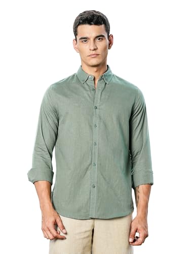 Image of Thomas Scott Men's | Linen Blend | Solid | Premium Cotton Linen Blend | Full Sleeve | Casual Shirt for Men