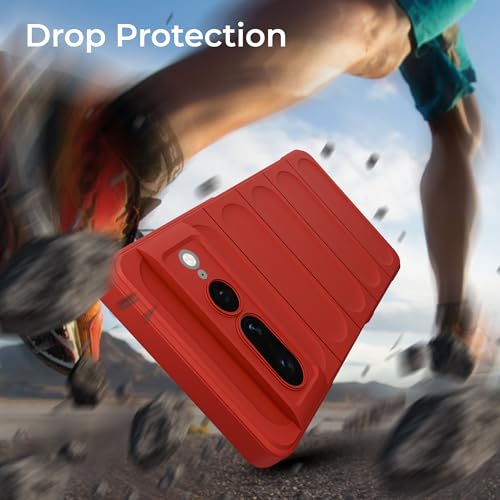 Image of A rtistque Liquid Silicone Stripes Back Cover Case for Google Pixel 7 Pro | with Camera Protection | with Inner Fabric | Anti Slip Grip | AirBag Case - Red