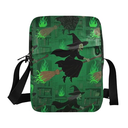 KLL Flying Witchy Scream Green small messenger bag for men Vegan Leather Crossbody Small Bags For Women Shopping Woman Shoulder Handbags