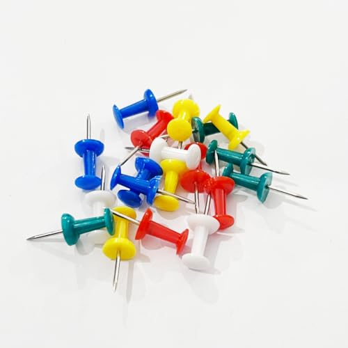 NEDBLUE Multicolor Push Pins - 120 Drawing Pins with Storage Box, Thumb Tacks for Cork, Notice and Bulletin Boards - Map Pins