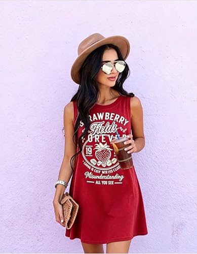 Image of Vintage Rock Country Music Dress for Women Rock Concert Band Graphic Tshirt Casual Letter Print Short Dress