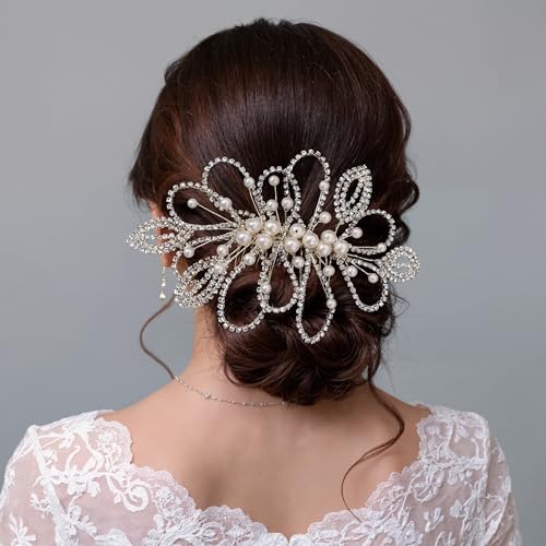 Peine de cabello para bodas con pedrería elegante miniatura 2