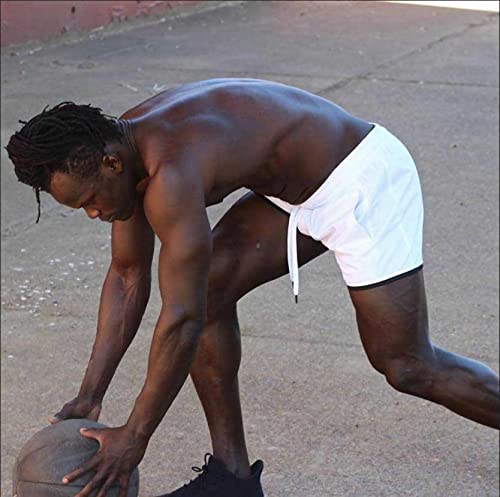 Flyfirefly Men's 4" Workout Running Shorts Quick Dry Lightweight Gym Yoga Shorts White #TOP4