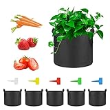 Mlife Grow Bags 5 Pack 5 Gallon, Garden Planting Bag with Durable Handle, Growing Planter Pots Indoo