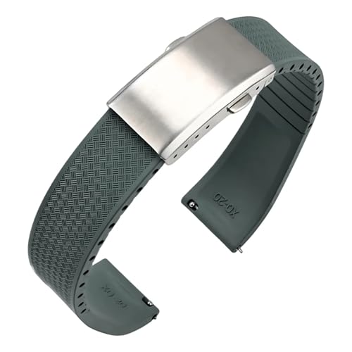 [-ł] 18mm 19mm 20mm 21mm 22mm tbfSXgbv FKM IK ZCR[ EHb`oh NCbN[X \tg Y uXbg EHb`ANZT[(Grey-Silver,19mm)