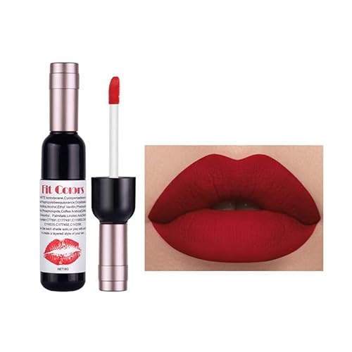 PICKX Matter Lippenstift Roter Lippenstift Lippenstift-Set Weinflüssiges Lippenstift-Set 6-farbiges Weinflüssig-Lipgloss-Set Hohe Haltbarkeit Hohe Farbwiedergabe Mattes Lippenstift-Set (01-red) Cover