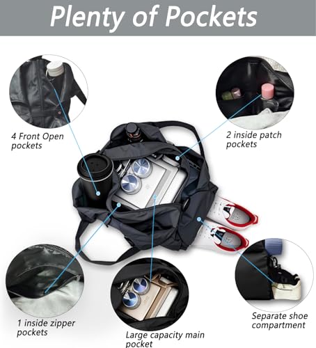 Gym Bag with Yoga Mat Holder Sports Bags with Shoe Compartment & Wet Dry Storage Pockets Travel Duffel Bag(Black)2