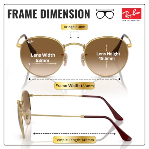 Image of Ray-Ban RB3447 ROUND METAL Round Shaped Sunglasses for Men with Official RAYBAN Eyewear Kit