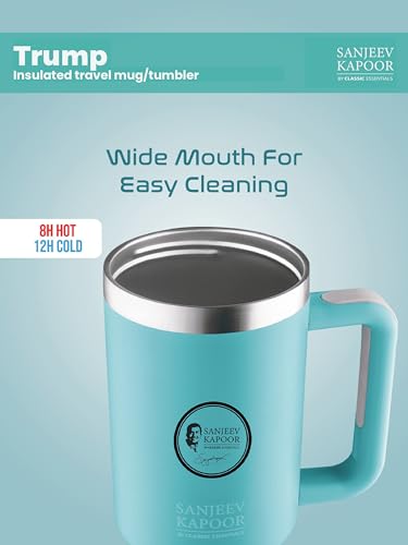 Image of Sanjeev Kapoor by Classic Essentials Stanley Stainless Steel 1200ML Tumbler with Lid and Straw, Hot and Cold Double Insulated Sipper Mug, 100% Leak Proof Coffee Tumbler Cupholder for Office Blue
