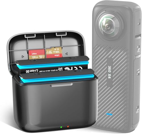 Image of Battery Fast Charging Hub Box for Insta 360 One X4 Battery Action & Sports Camera Accessories Insta 360 X4 Accessories Type-C Cable Include (Only Charging Hub & SD Card Not Included)