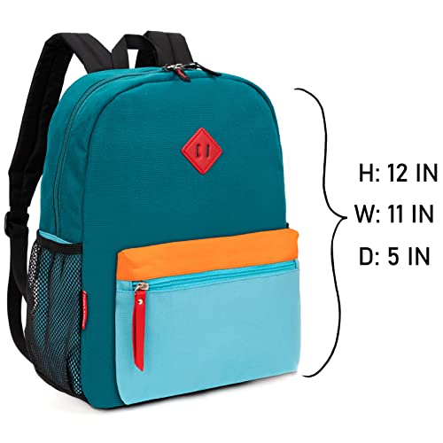 HawLander Preschool Kids Backpack, 12 inch Toddler Backpacks for Boys with Chest Strap, Blue Green - Image 3