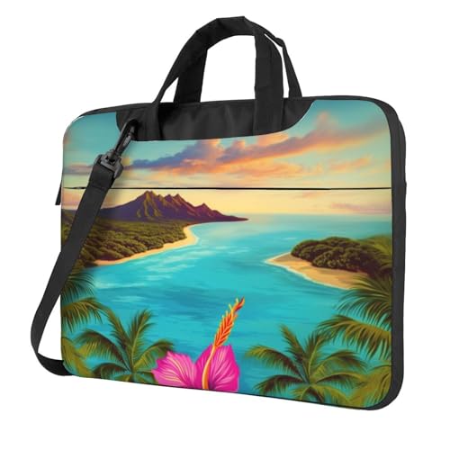 Sac ordinateur portable Hello Hawaï sacoche bandoulière pc 15 pouces homme femme design exotique