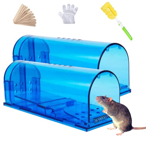 STOPEST Trampa para ratones en vivo, fácil de atrapar, para ratones, topo, ardilla, reutilizable y muy sensible para uso en interiores y exteriores, color azul