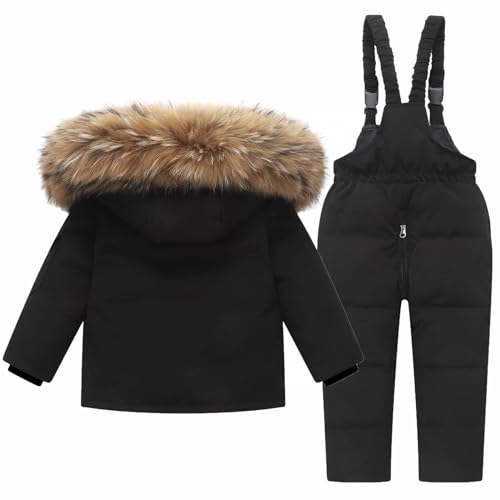 Kids Toddler Snowsuit Set,Little Girls Boys Bib Snow Pants and Ski Jacket Coats Waterproof Snowboarding Winter Jacket (Black, 4-5 Years)2