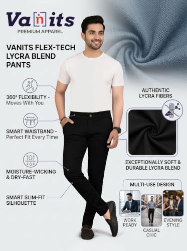Image of Vanits Men's Slim Fit Casual Trousers Pack of 1