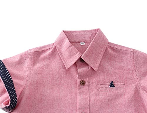 Boys' Button Down Short Sleeve Shirts Toddler Solid Oxford Shirt with Pocket School Uniform Dress Shirt4