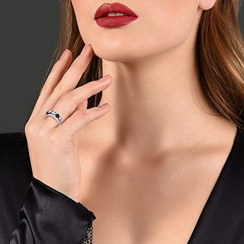 Jeulia 1.76 ct Skull Wedding Band 925 Sterling Silver Diamond Eternity Rings Rose Flower Engagement Rings Anniversary Promise Romantic Jewelry Gift4