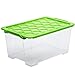 Produktbild Rotho Evo Safe Keeping Aufbewahrungsbox 44l mit Deckel, Kunststoff (lebensmittelecht) BPA-frei, transparent/grün, 44l (59,0 x 39,5 x 28,0 cm)