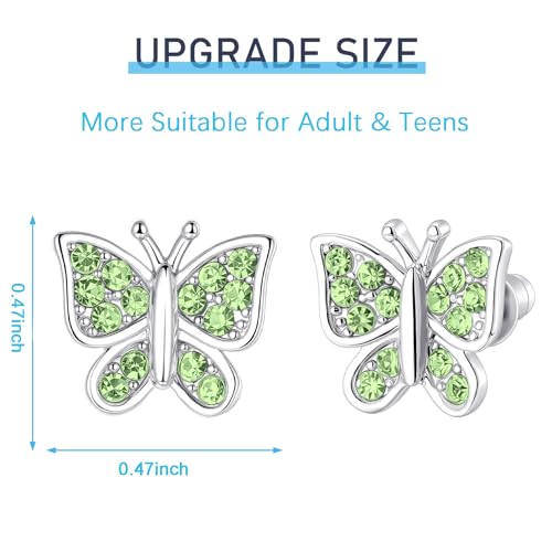 Image of Crystal Butterfly Earrings,Inlaid with Zirconia,Hypoallergenic Children's Diamond Silver Earrings,Birth Gift Birthday Valentine's Day Mother's Day Graduation Gift
