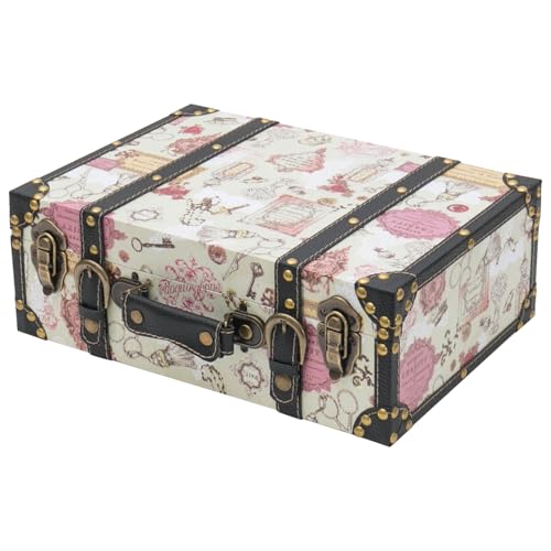 HMF Coffre décoratif vintage en bois avec couvercle et poignée en cuir, boîte de rangement élégante et idée cadeau pour mariage ou anniversaire | Baroque...