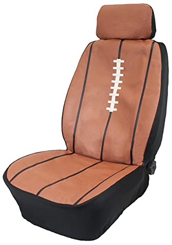Image of Eurow Varsity Sports PVC Vinyl Seat Cover with Headrest, Universal Fit for Cars, Trucks, SUVs, Water & Scratch Resistant, Easy Install, Sport Design, Compatible with Low-Back Seats & Airbags, Football