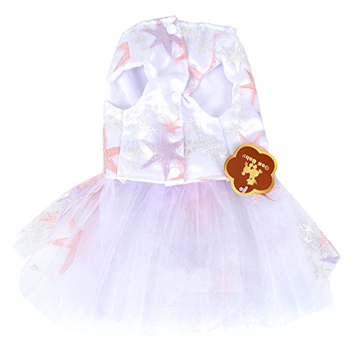 SMALLLEE_LUCKY_STORE Kleid für kleine Hunde, Hochzeitskleid, Brautjungfer, romantisches Tutu, für kleine Hunde, Chihuahua-Kleidung, Kostüme für Mädchen – Weiß, S