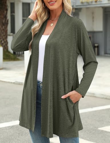 JollieLovin Women's Plus Size Long Sleeve Lightweight Cardigans Open Front Casual Soft Drape Fall Dusters3