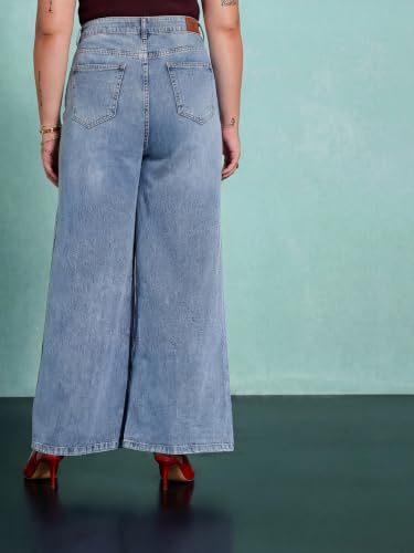 Image of Miss Chase A+ Women's Wide-Leg High Rise Regular-Length Stretchable Denim Jeans