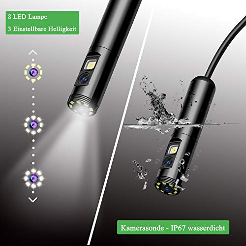GEEUMI Dual Kameras Endoskopkamera Industrieendoskop 1080P Dual-Lens Schlangenkamera Doppelkamera Endoskop mit 8… – Bild 6