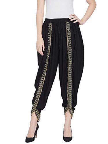 Women's & Girls Rayon Full Length Solid Relaxed Dhoti Pant, Free Size (Rayon & Cotton, Black)-image-49