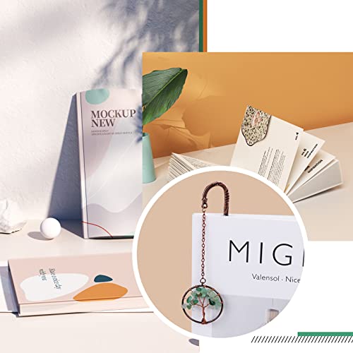 Benospace 2 Pcs Tree Of Life Bookmark Metal Religious Bronze Star Sun Moon Bookmarks Vintage 7 Chakra Crystals Healing Stone Beaded Charm Pendant For Women Student Teacher Graduation Christmas Gift #TOP4