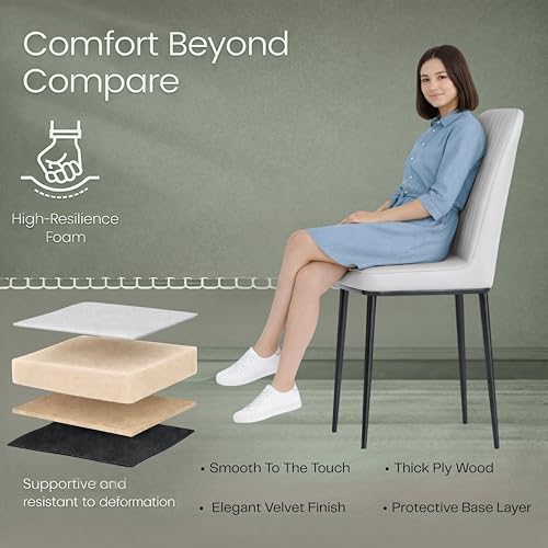 Image of Jewel Premium Velvet Dining Chair with Strong Metal Legs, Cushioned Seat, Chair for Dining, Living Room, Bedroom & Balcony (Grey)