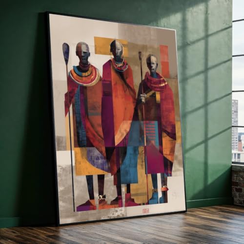 Toile abstraite portrait culturel vibrant tableau africain ethnique évasion intérieure