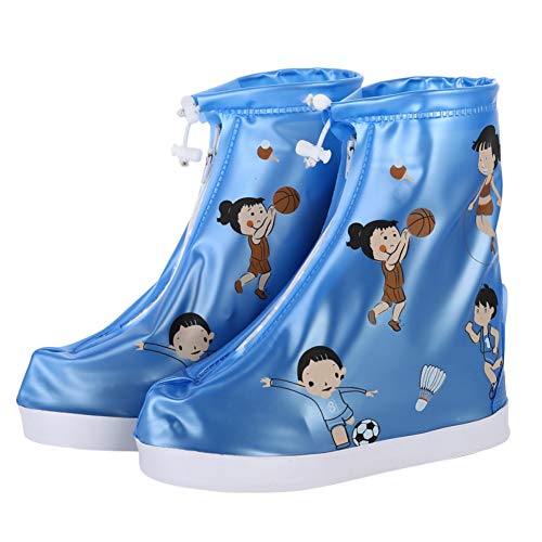 Lazeny Wasserdicht Regenschuhe Überziehschuhe Kinder Regen Schuhschutz Schuhüberzieher mit Reißverschluss Schuhe Abdeckung Schuhüberzug Spazieren Wandern Radfahrer GEH zur Schule (Blau Bewegung,XL) Cover