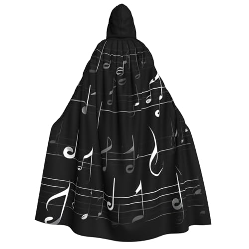 Cape à capuche noire notes de musique pour briller en festival et bal masqué de groupe