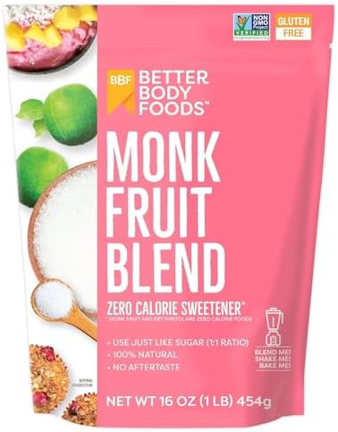 Betterbody Foods Monk Fruit Sweetener Blend, Sugar Substitute, 1 Lbs.