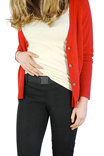 BELTAWAY Women’s Square Pack of 2 – Adjustable Stretch Belt, No-Show, Invisible Flat Buckle with Low Profile Design, Elastic Belt, & Durable, No-Bulge for Plus Sizes 16-4X – Colors: Black and Denim