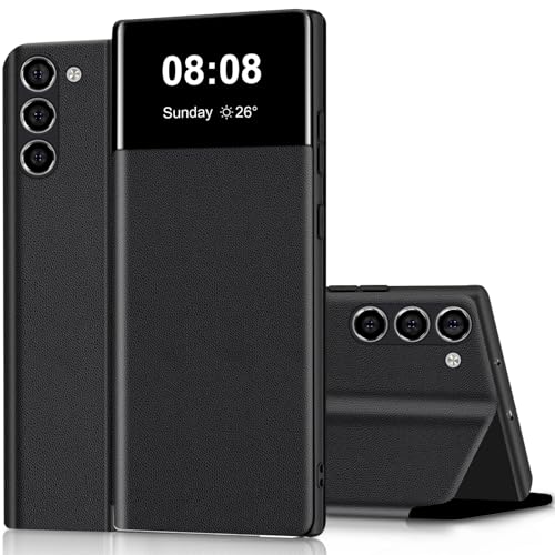Protection rabat Galaxy S23 antichoc et anti-rayure en cuir noir avec porte-carte
