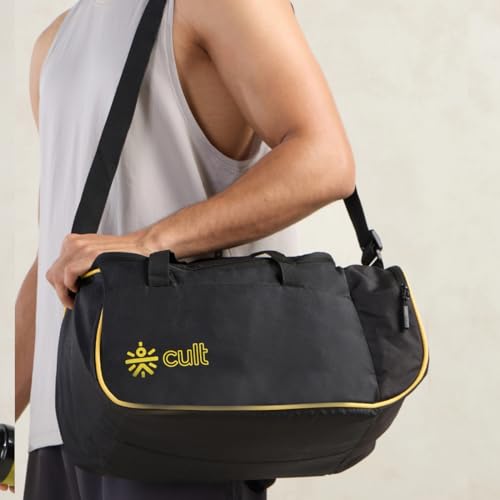 Image of Cult Unisex Duffle Bag 25L - Lightweight, Water-Repellent & Durable Gym and Travel Bag with Adjustable Shoulder Strap, Side Pocket & Strong Zippers - Yellow
