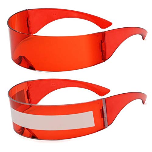 Image of PLOPLO 2 Pack Futuristic Cyclops Monoblock Shield Mirrored Sunglasses Sunglass Glasses