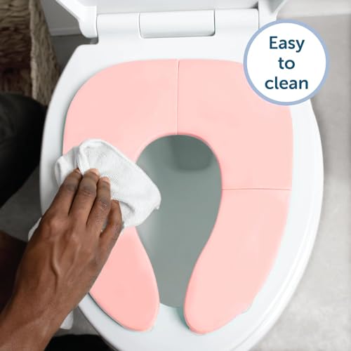 Image of INOVERA Portable Folding Baby Toilet Seat - Kids Potty Training Seats for 0.5 to 5 years Child Toddler - Fits All Western Toilets - Non-Slip Suction Cups - Includes Free Travel Bag (Baby Pink)
