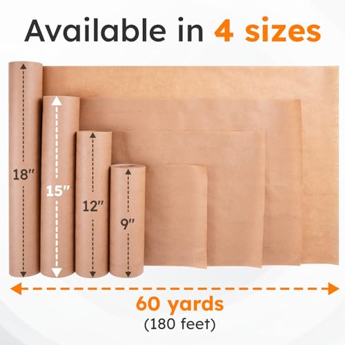 Image of 15 inch x 60 Yards (180 feet) Masking Paper Roll (Pack of 4) - Made in USA General Purpose Kraft Masking Paper for Painting - Painters' Protection from Splatter and Overspray