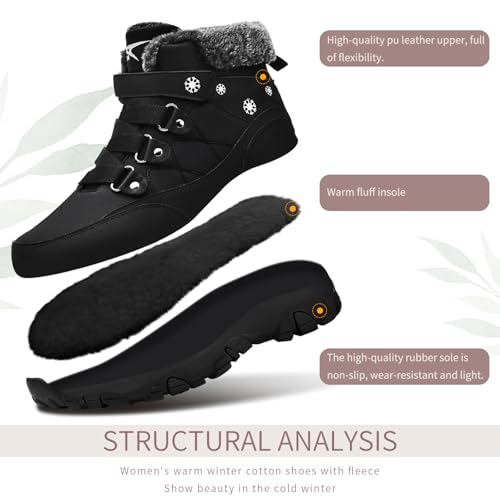 ASHION Womens Snow Boots Warm Fur Lined Winter Boots Comfortable Ankle Booties Outdoor Hiking Boots for Women2