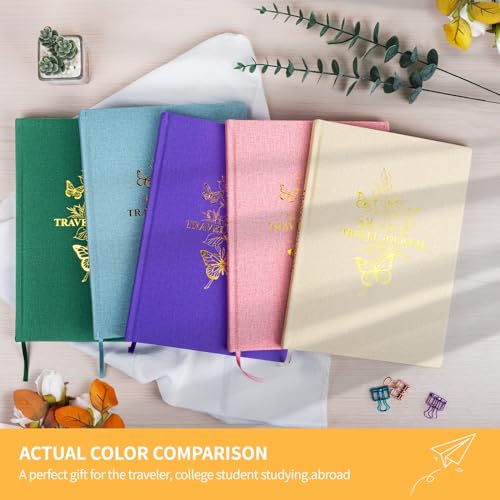 Travel-Journal-B5-Linen-World-Travel-Journal-Travel-Gifts-for-Women-Travel-Notebook-with-Prompts-12-Trips-Photos-Bucket-List-Keepsakes-76-x-103-Green