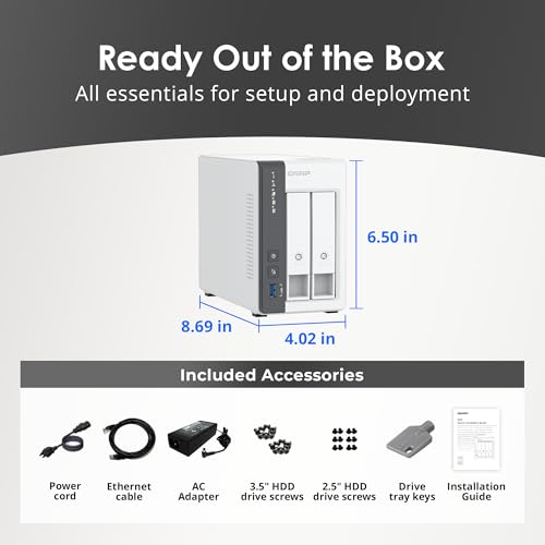 Image of QNAP TS-216G-US - The Most Affordable 2-Bay 2.5GbE Desktop NAS, Equipped with ARM Cortex-A55 Quad-Core CPU, Built-in NPU and 4GB DDR4 RAM (Diskless)
